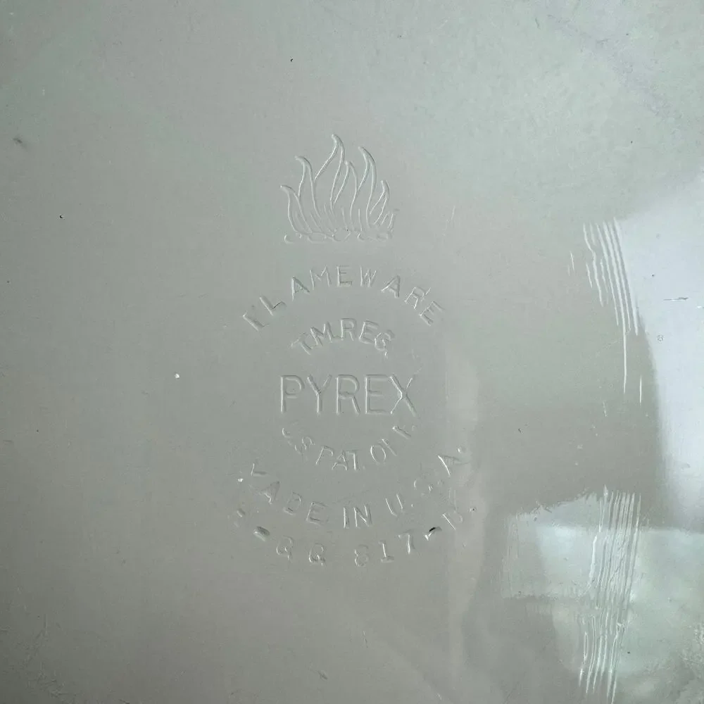 Vintage 1940s Pyrex Flameware H-QQ 817-B Blue Tint Pan Skillet‎ Bowl USA